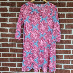 Buckhead Betties Blue Pink Print Shift Dress